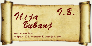 Ilija Bubanj vizit kartica